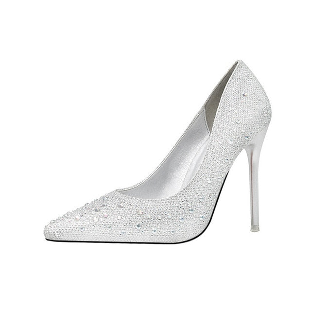 Women Pumps Sexy Wedding Shoes Bling High Heels Women Heel Shoes Gold Sequins Gradient Stiletto Ladies Shoes X9X00219