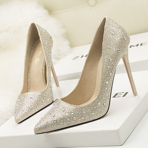 Women Pumps Sexy Wedding Shoes Bling High Heels Women Heel Shoes Gold Sequins Gradient Stiletto Ladies Shoes X9X00219