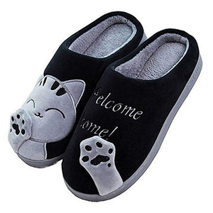 Women Winter Home Slippers Cartoon Cat Shoes Non-slip Soft Winter Warm House Slippers Indoor Bedroom Lovers Couples Floor 2020