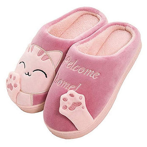 Women Winter Home Slippers Cartoon Cat Shoes Non-slip Soft Winter Warm House Slippers Indoor Bedroom Lovers Couples Floor 2020
