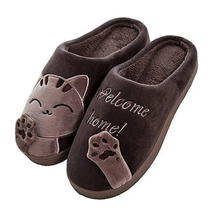Women Winter Home Slippers Cartoon Cat Shoes Non-slip Soft Winter Warm House Slippers Indoor Bedroom Lovers Couples Floor 2020