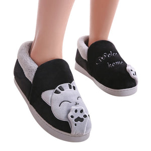 Women Winter Home Slippers Cartoon Cat Shoes Non-slip Soft Winter Warm House Slippers Indoor Bedroom Lovers Couples Floor 2020