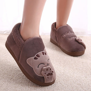 Women Winter Home Slippers Cartoon Cat Shoes Non-slip Soft Winter Warm House Slippers Indoor Bedroom Lovers Couples Floor 2020