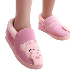 Women Winter Home Slippers Cartoon Cat Shoes Non-slip Soft Winter Warm House Slippers Indoor Bedroom Lovers Couples Floor 2020