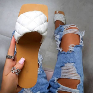 Women Slippers Fashion Summer Shoes For Women Flat Sandals Rubber Shoes 2020 PU Leather Slides Plus Size Femme Slides