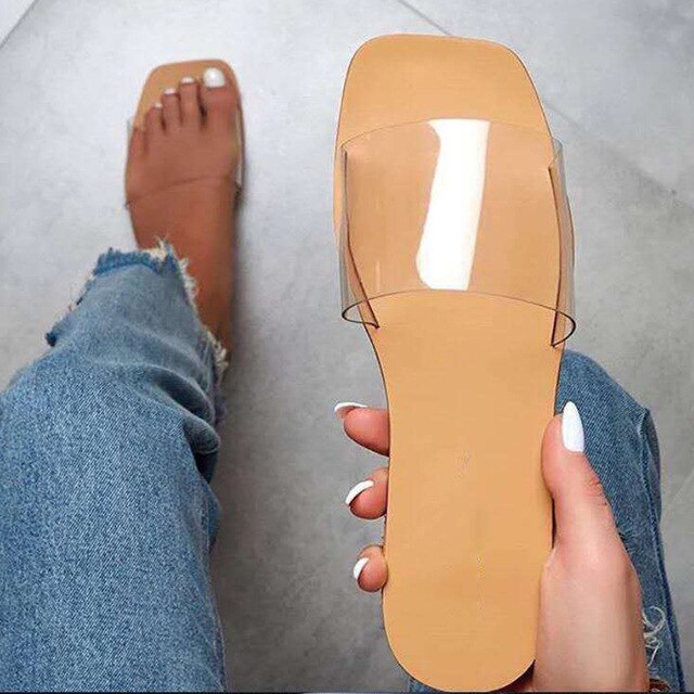 Women Slippers Fashion Summer Shoes For Women Flat Sandals Rubber Shoes 2020 PU Leather Slides Plus Size Femme Slides