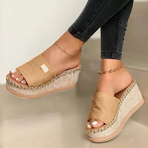 2020 Top-selling Women Sandals Plus Size Butterfly Bow Slippers Summer High Heel Shoes Big Flower Design Slippers