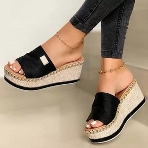 2020 Top-selling Women Sandals Plus Size Butterfly Bow Slippers Summer High Heel Shoes Big Flower Design Slippers