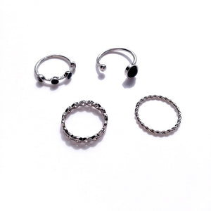New Trendy Gold Color Round Hollow Rings Set For Women Metal Geometry Circular Punk Ring Charm Joint Ring Fashion Jewelry Gift
