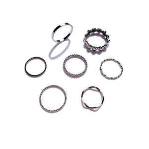 New Trendy Gold Color Round Hollow Rings Set For Women Metal Geometry Circular Punk Ring Charm Joint Ring Fashion Jewelry Gift