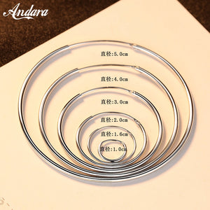 Authentic 925 Sterling Silver Simple Fashion 3cm/5cm Circle Round Hoop Earring for Women Trendy Jewelry