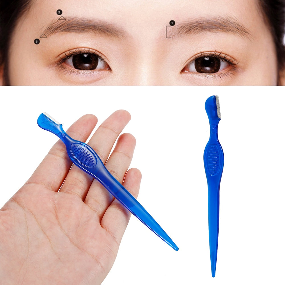 1PC Eyebrow Trimmer Women Face Eyebrow Hair Removal Safety Razor Trimmer Shaver Straight Handle Makeup Tool Color Random