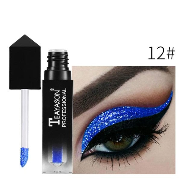 Professional Shiny Eye Liner Pen Cosmetics Liquid Eyeshadow Silver Rose Gold Color Liquid Glitter Eyeliner Women Makeup TSLM1