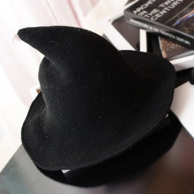 women modern witch hat men Along the sheep wool cap knitting fisherman hat Female fashion witch pointed basin bucket hat