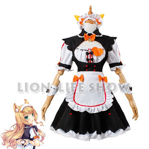 Womens NEKOPARA Chocola Vanilla Maid Cosplay Costume Sexy Cute Dress Full Set