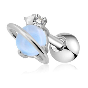 Body Punk Ear Cartilage Earrings Bar 16G Surgical Steel CZ Air Blue Opal Stone Saturn Helix Tragus Studs Earrings Piercing Women