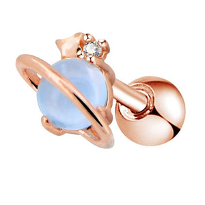 Body Punk Ear Cartilage Earrings Bar 16G Surgical Steel CZ Air Blue Opal Stone Saturn Helix Tragus Studs Earrings Piercing Women