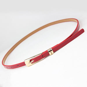 8 Colors Thin Pu Leather adjustable Belt Elegant Female Red Brown Black White Yellow Waist Women Dress Belts  Strap Wholesale