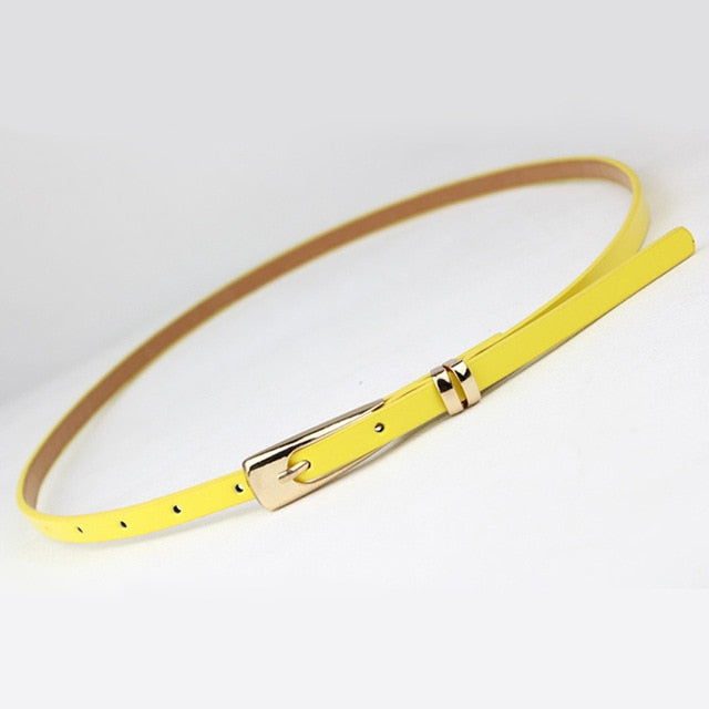 8 Colors Thin Pu Leather adjustable Belt Elegant Female Red Brown Black White Yellow Waist Women Dress Belts  Strap Wholesale