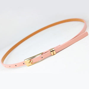 8 Colors Thin Pu Leather adjustable Belt Elegant Female Red Brown Black White Yellow Waist Women Dress Belts  Strap Wholesale