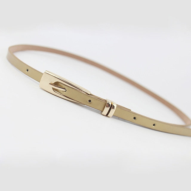 8 Colors Thin Pu Leather adjustable Belt Elegant Female Red Brown Black White Yellow Waist Women Dress Belts  Strap Wholesale