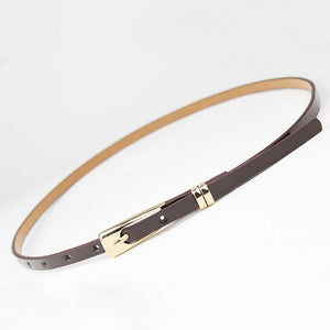 8 Colors Thin Pu Leather adjustable Belt Elegant Female Red Brown Black White Yellow Waist Women Dress Belts  Strap Wholesale