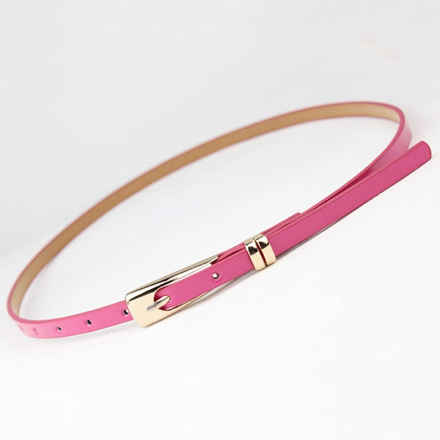 8 Colors Thin Pu Leather adjustable Belt Elegant Female Red Brown Black White Yellow Waist Women Dress Belts  Strap Wholesale