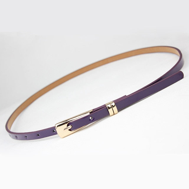 8 Colors Thin Pu Leather adjustable Belt Elegant Female Red Brown Black White Yellow Waist Women Dress Belts  Strap Wholesale