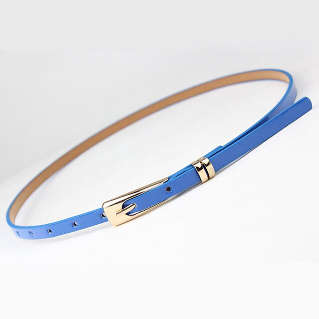 8 Colors Thin Pu Leather adjustable Belt Elegant Female Red Brown Black White Yellow Waist Women Dress Belts  Strap Wholesale