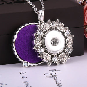 2019 New Rose rhinestone Snap Jewelry Perfume Aromatherapy Lockets Aroma Diffuser Necklace Fit 20mm 18mm Snap Button Jewelry