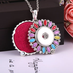 2019 New Rose rhinestone Snap Jewelry Perfume Aromatherapy Lockets Aroma Diffuser Necklace Fit 20mm 18mm Snap Button Jewelry